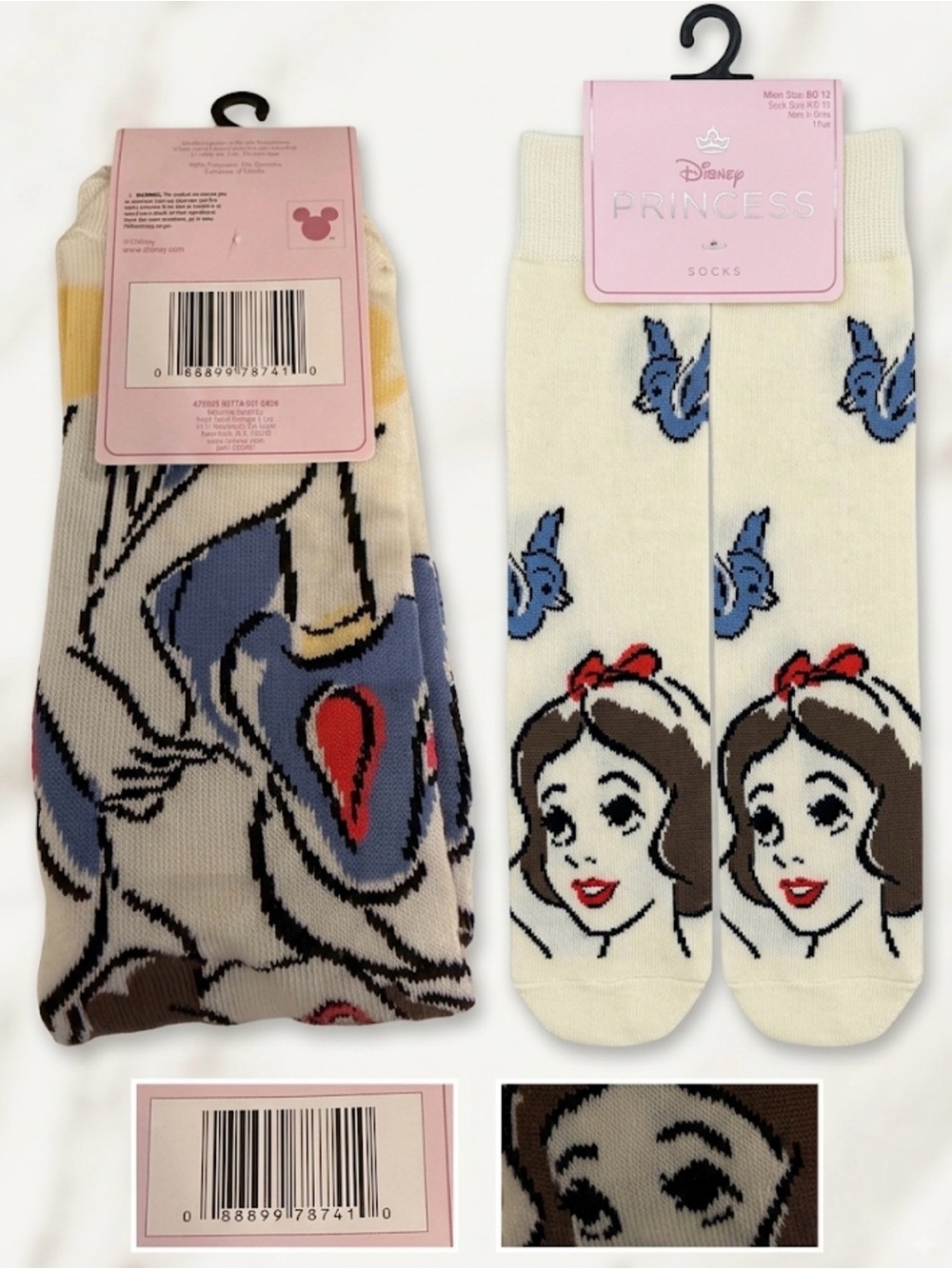 NWT Disney Princess Snow White Crew Socks - Shoe Size 4-10 (Sock Size 9-11)